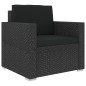 6-tlg. Garten-Lounge-Set mit Auflagen Poly Rattan Schwarz 6-tlg. Garten-Lounge-Set mit Auflagen Poly Rattan Schwarz