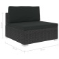 6-tlg. Garten-Lounge-Set mit Auflagen Poly Rattan Schwarz 6-tlg. Garten-Lounge-Set mit Auflagen Poly Rattan Schwarz