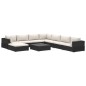 9-tlg. Garten-Lounge-Set mit Auflagen Poly Rattan Schwarz 9-tlg. Garten-Lounge-Set mit Auflagen Poly Rattan Schwarz