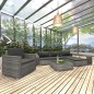 8-tlg. Garten-Lounge-Set mit Auflagen Poly Rattan Grau 8-tlg. Garten-Lounge-Set mit Auflagen Poly Rattan Grau