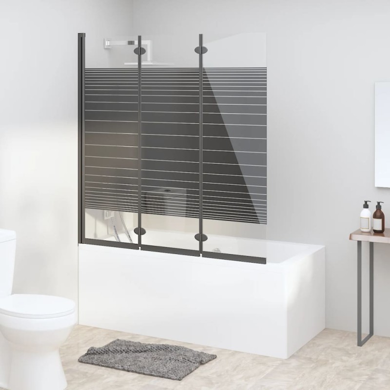 vidaXL Badewannenfaltwand 3-teilig 130x130 cm ESG Schwarz vidaXL Badewannenfaltwand 3-teilig 130x130 cm ESG Schwarz