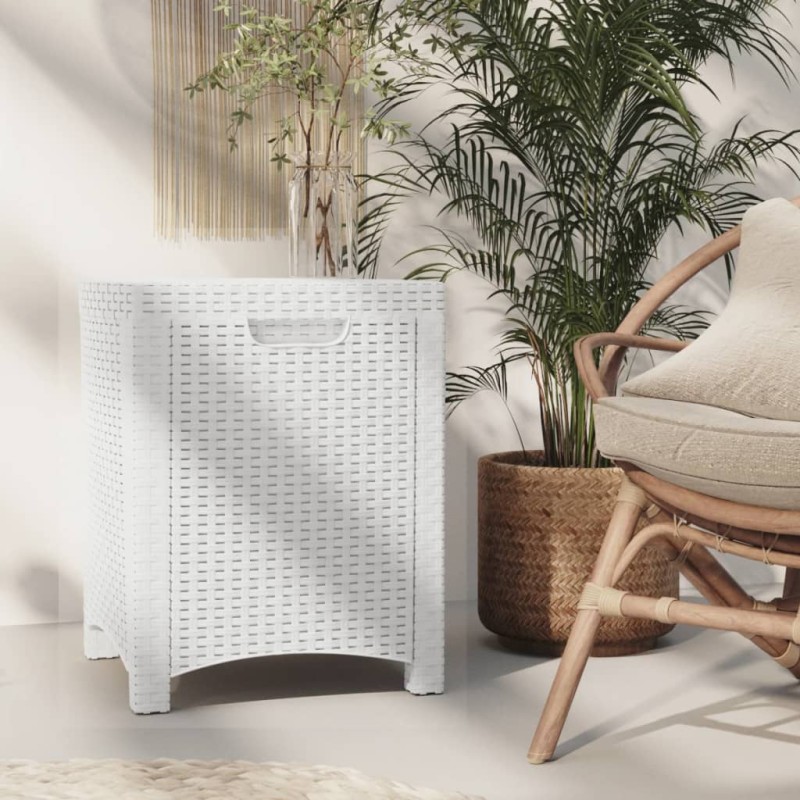 vidaXL Garten-Aufbewahrungsbox 39x39x46 cm PP Rattan Weiß vidaXL Garten-Aufbewahrungsbox 39x39x46 cm PP Rattan Weiß