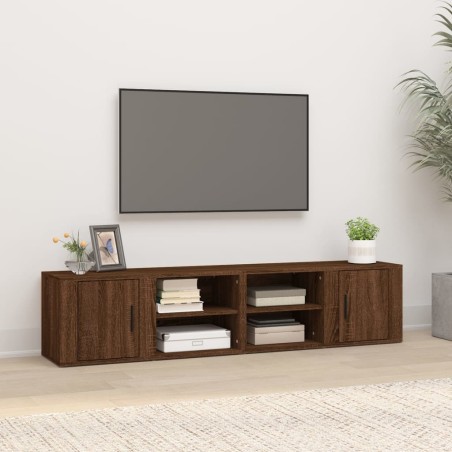 vidaXL TV-Schränke 2 Stk. Braun Eiche 80x31,5x36 cm Holzwerkstoff
