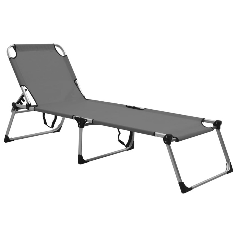 vidaXL Senioren-Sonnenliege Extra Hoch Klappbar Grau Aluminium vidaXL Senioren-Sonnenliege Extra Hoch Klappbar Grau Aluminium