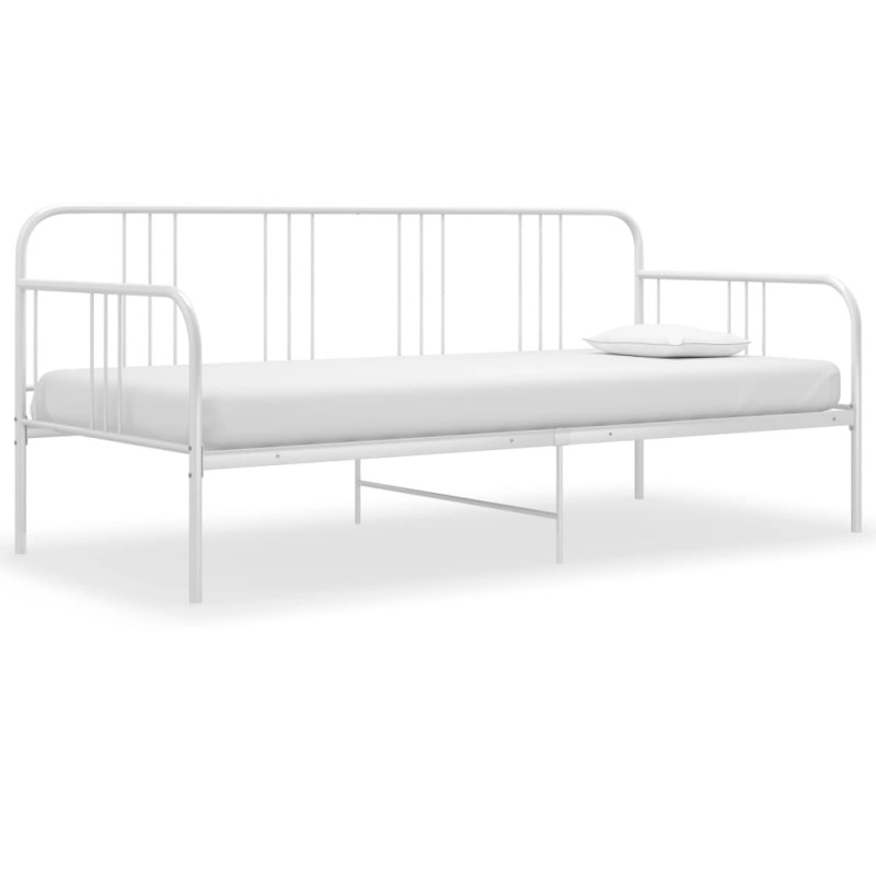 vidaXL Schlafsofa Bettgestell Weiß Metall 90x200 cm vidaXL Schlafsofa Bettgestell Weiß Metall 90x200 cm