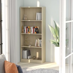 vidaXL Bücherregal 4 Fächer Sonoma-Eiche 60x24x142 cm Holzwerkstoff