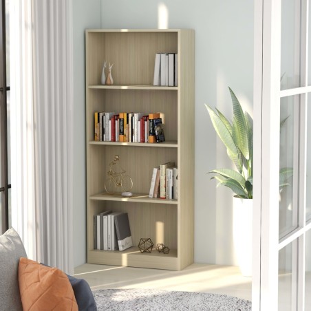 vidaXL Bücherregal 4 Fächer Sonoma-Eiche 60x24x142 cm Holzwerkstoff
