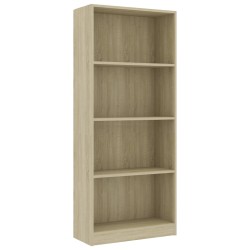 vidaXL Bücherregal 4 Fächer Sonoma-Eiche 60x24x142 cm Holzwerkstoff