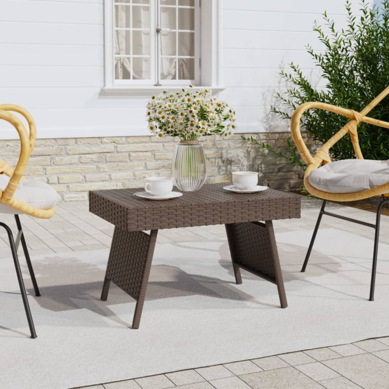 vidaXL Beistelltisch Klappbar Braun 60x40x38 cm Poly Rattan vidaXL Beistelltisch Klappbar Braun 60x40x38 cm Poly Rattan