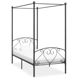 vidaXL Himmelbett-Gestell Grau Metall 90 x 200 cm 