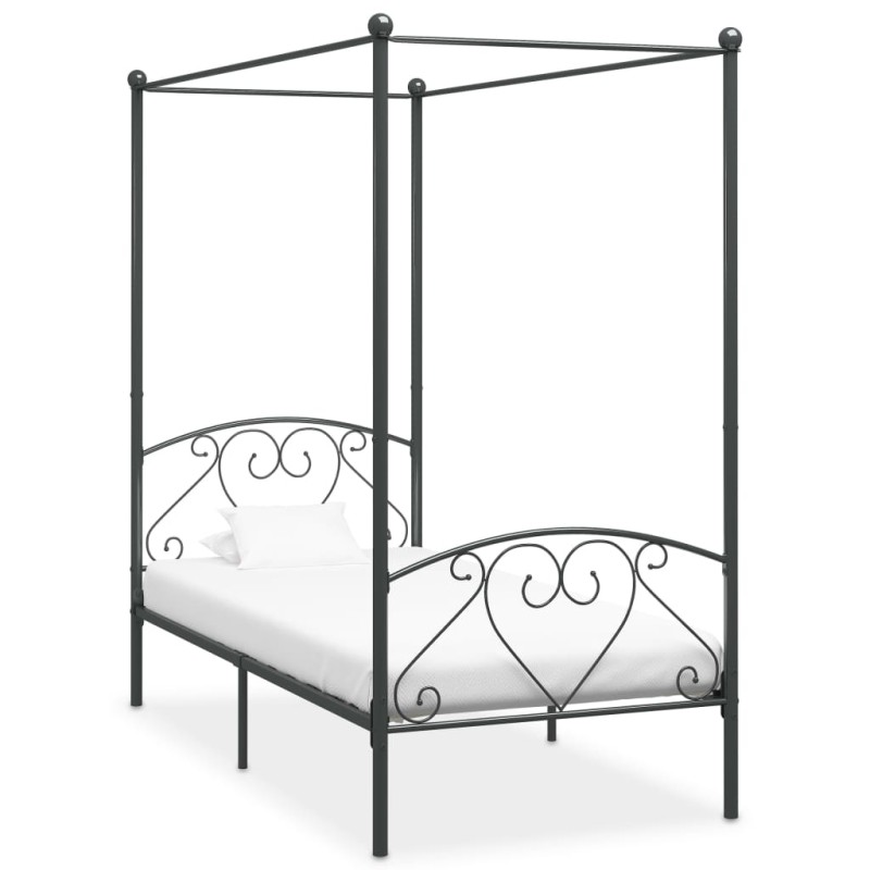 vidaXL Himmelbett-Gestell Grau Metall 90 x 200 cm vidaXL Himmelbett-Gestell Grau Metall 90 x 200 cm