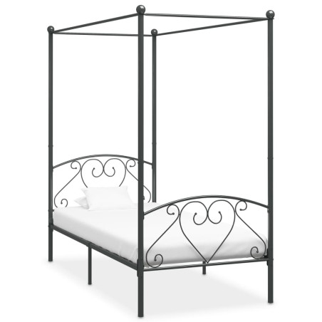 vidaXL Himmelbett-Gestell Grau Metall 90 x 200 cm 