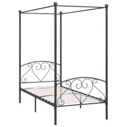 vidaXL Himmelbett-Gestell Grau Metall 90 x 200 cm 