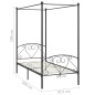 vidaXL Himmelbett-Gestell Grau Metall 90 x 200 cm vidaXL Himmelbett-Gestell Grau Metall 90 x 200 cm