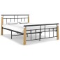 vidaXL Bettgestell Metall und Massivholz Eiche 140x200 cm