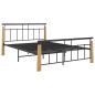 vidaXL Bettgestell Metall und Massivholz Eiche 140x200 cm