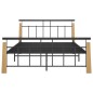 vidaXL Bettgestell Metall und Massivholz Eiche 140x200 cm