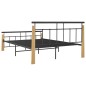 vidaXL Bettgestell Metall und Massivholz Eiche 140x200 cm