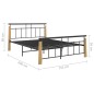 vidaXL Bettgestell Metall und Massivholz Eiche 140x200 cm