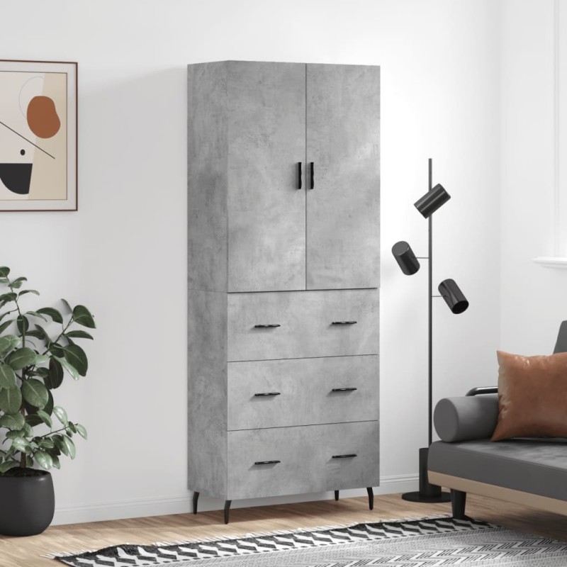 Highboard Betongrau 69,5x34x180 cm Holzwerkstoff Highboard Betongrau 69,5x34x180 cm Holzwerkstoff