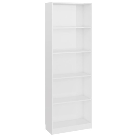 vidaXL Bücherregal 5 Fächer Hochglanz-Weiß 60x24x175 cm Holzwerkstoff