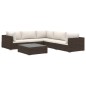 6-tlg. Garten-Lounge-Set mit Auflagen Poly Rattan Braun 6-tlg. Garten-Lounge-Set mit Auflagen Poly Rattan Braun