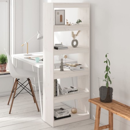 vidaXL Bücherregal/Raumteiler Weiß 60x30x167,5 cm Massivholz Kiefer