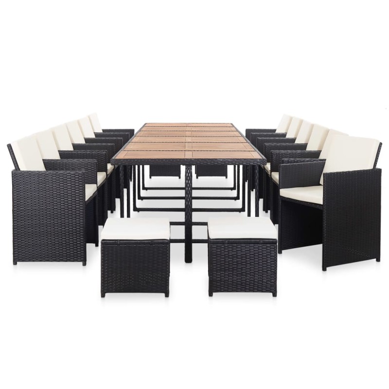 17-tlg. Garten-Essgruppe mit Auflagen Poly Rattan Schwarz 17-tlg. Garten-Essgruppe mit Auflagen Poly Rattan Schwarz