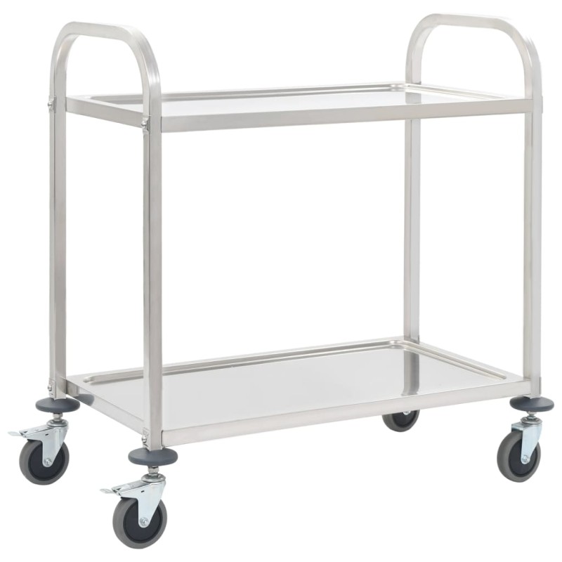 vidaXL 2-Stufiger Servierwagen 96,5 x 55 x 90 cm Edelstahl vidaXL 2-Stufiger Servierwagen 96,5 x 55 x 90 cm Edelstahl