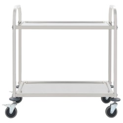 vidaXL 2-Stufiger Servierwagen 96,5 x 55 x 90 cm Edelstahl
