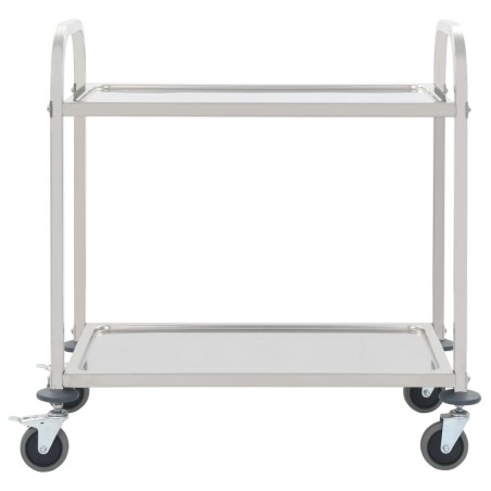 vidaXL 2-Stufiger Servierwagen 96,5 x 55 x 90 cm Edelstahl