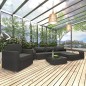 8-tlg. Garten-Lounge-Set mit Auflagen Poly Rattan Schwarz 8-tlg. Garten-Lounge-Set mit Auflagen Poly Rattan Schwarz