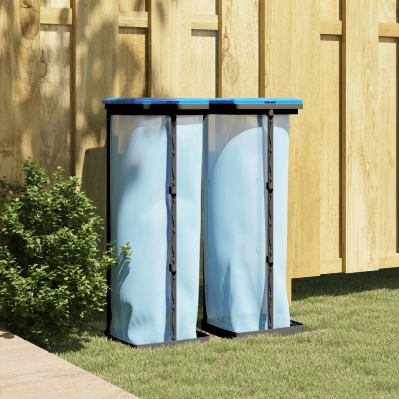 vidaXL Müllsackständer 2 Stk. Schwarz und Blau 120 L PP vidaXL Müllsackständer 2 Stk. Schwarz und Blau 120 L PP