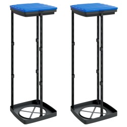 vidaXL Müllsackständer 2 Stk. Schwarz und Blau 120 L PP