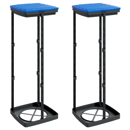 vidaXL Müllsackständer 2 Stk. Schwarz und Blau 120 L PP