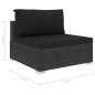 8-tlg. Garten-Lounge-Set mit Auflagen Poly Rattan Schwarz 8-tlg. Garten-Lounge-Set mit Auflagen Poly Rattan Schwarz