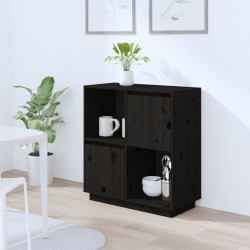 vidaXL Sideboard Schwarz 74x35x80 cm Massivholz Kiefer 
