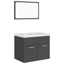 vidaXL Badmöbel-Set Grau Holzwerkstoff