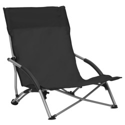 vidaXL Klappbare Strandstühle 2 Stk. Schwarz Stoff