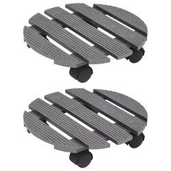 vidaXL Pflanzenroller 2 Stk. Grau Ø30x7,5 cm WPC