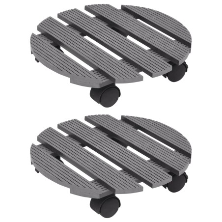 vidaXL Pflanzenroller 2 Stk. Grau Ø30x7,5 cm WPC