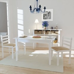 vidaXL Esszimmerstühle 2 Stk. Weiß Gummibaum Massivholz und Samt