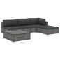 5-tlg. Garten-Lounge-Set mit Auflagen Poly Rattan Grau 5-tlg. Garten-Lounge-Set mit Auflagen Poly Rattan Grau