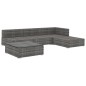 5-tlg. Garten-Lounge-Set mit Auflagen Poly Rattan Grau 5-tlg. Garten-Lounge-Set mit Auflagen Poly Rattan Grau