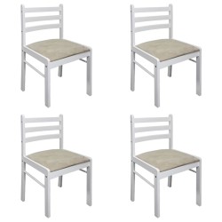 vidaXL Esszimmerstühle 4 Stk. Weiß Gummibaum Massivholz und Samt