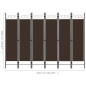 vidaXL 6-tlg. Raumteiler Braun 240 x 180 cm vidaXL 6-tlg. Raumteiler Braun 240 x 180 cm