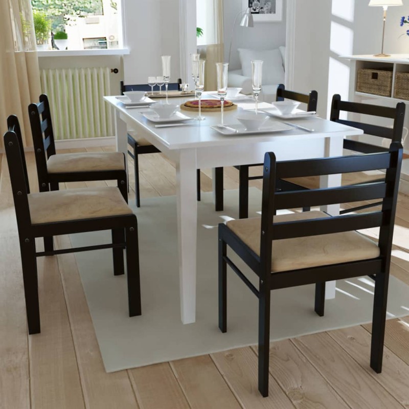 vidaXL Esszimmerstühle 6 Stk. Braun Massivholz und Samt vidaXL Esszimmerstühle 6 Stk. Braun Massivholz und Samt