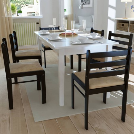vidaXL Esszimmerstühle 6 Stk. Braun Massivholz und Samt 