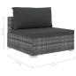 11-tlg. Garten-Lounge-Set mit Auflagen Poly Rattan Grau 11-tlg. Garten-Lounge-Set mit Auflagen Poly Rattan Grau