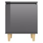 vidaXL Nachttisch mit Massivholz-Beinen Hochglanz-Grau 40x30x50 cm vidaXL Nachttisch mit Massivholz-Beinen Hochglanz-Grau 40x30x50 cm